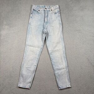 Vtg 90s Pure Jeanswear High Waisted Acid Wash Tapered Mom Jeans Blue Sz 7 25x26